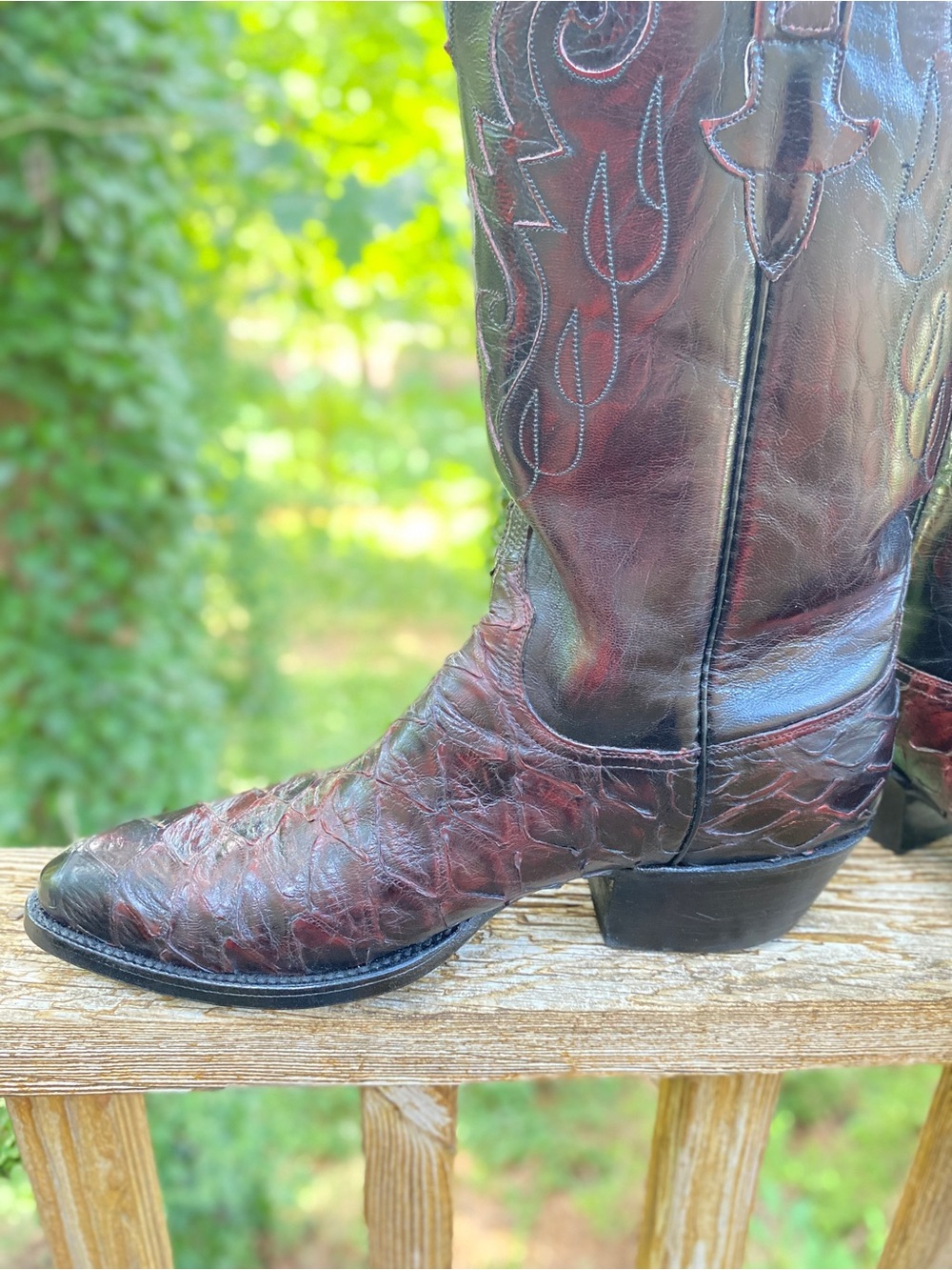 Lucchese Men's 9D Black Cherry Genuine Anteater 1994 Cowboy Western Boots Preban - Picture 9 of 12